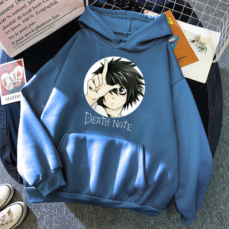 Popular Japanese Manga Death Note L·Lawliet Hoodies Men Anime Hoody Fashion Streetwear Loose Oversize Sweatshirts Fleece Clothes