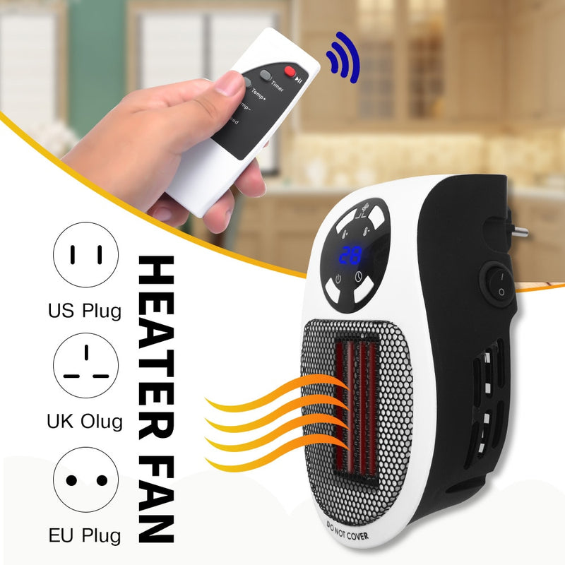 Calentador eléctrico portátil para la habitación del hogar, calentador de manos, enchufe para chimenea, estufa de calefacción de pared, radiador de baño, Control remoto, 500W