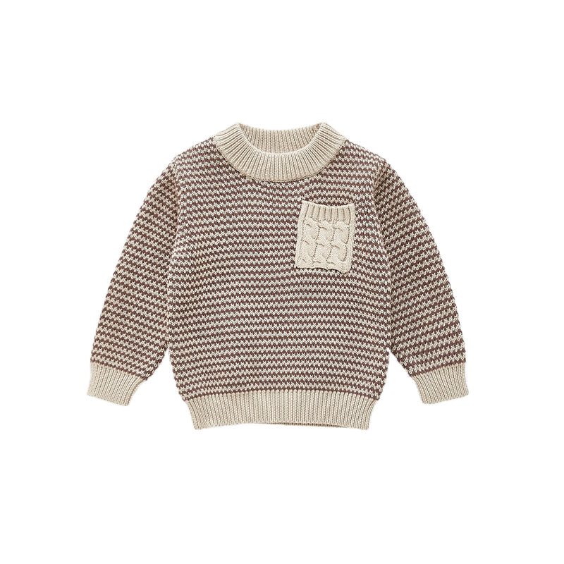 Lioraitiin 0-3Years Toddler Baby Boy Girl Autumn Winter Sweaters Long Sleeve Striped Knitting O-Neck Soft Clothing