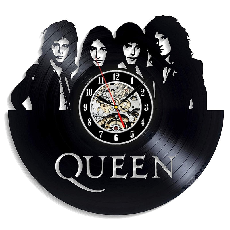 Reloj de pared Queen Rock Band, diseño moderno, tema musical, discos de vinilo clásicos, reloj de pared, arte, decoración del hogar, regalos para músico