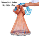 XCLOHAS American Hand Cast Net with Flying Disc High Strength Fly Cast Fishing Network 300/360/420/480/540/600/720cm Throw Net