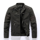Faux Leather Jacket Men Winter Fleece Warm Motorcycle Windbreaker PU Leather Jackets Male Multi-pocket Embroidery Jackets