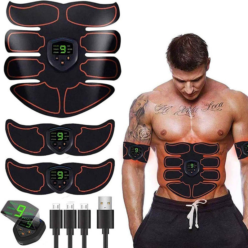 Abs Trainer Ems Abdominal Muscle Stimulator Tone Home Gym Belt Fitness Workout Equipment with LCD Display Slimming Massager