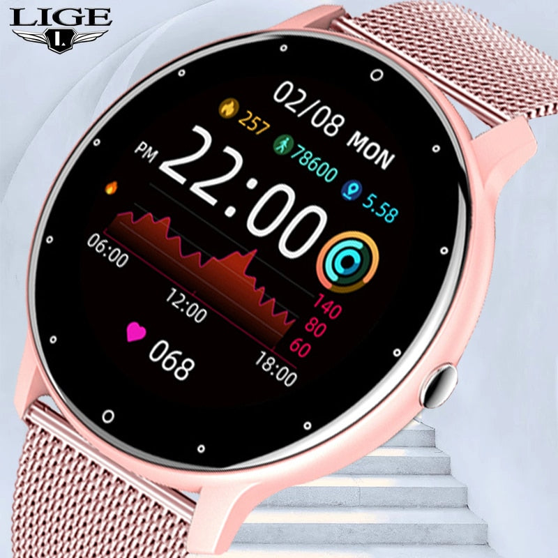 LIGE 2021 nuevo reloj inteligente para mujer, rastreador de actividad en tiempo Real para hombre, Monitor de ritmo cardíaco, reloj inteligente deportivo para mujer para Android IOS