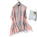 2022 Plaid Women Hijab Scarf Pashmina Lady Shawls Foulard Headband Tassel Cashmere-like Winter Scarves Warm Female Wraps Bandana