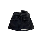 Girl Spring Autumn Pu Leather Skirt with Belt Baby Kids Children Fashion Clothes Two Colors