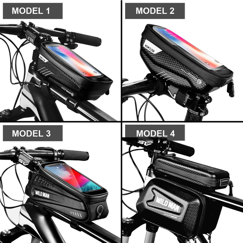 WILD MAN Waterproo Bicycle Phone Bag Top Tube Frame Bag Cycling Front Beam Bag Phone Holder For 6.5 inch Touch Screen Bike Bag