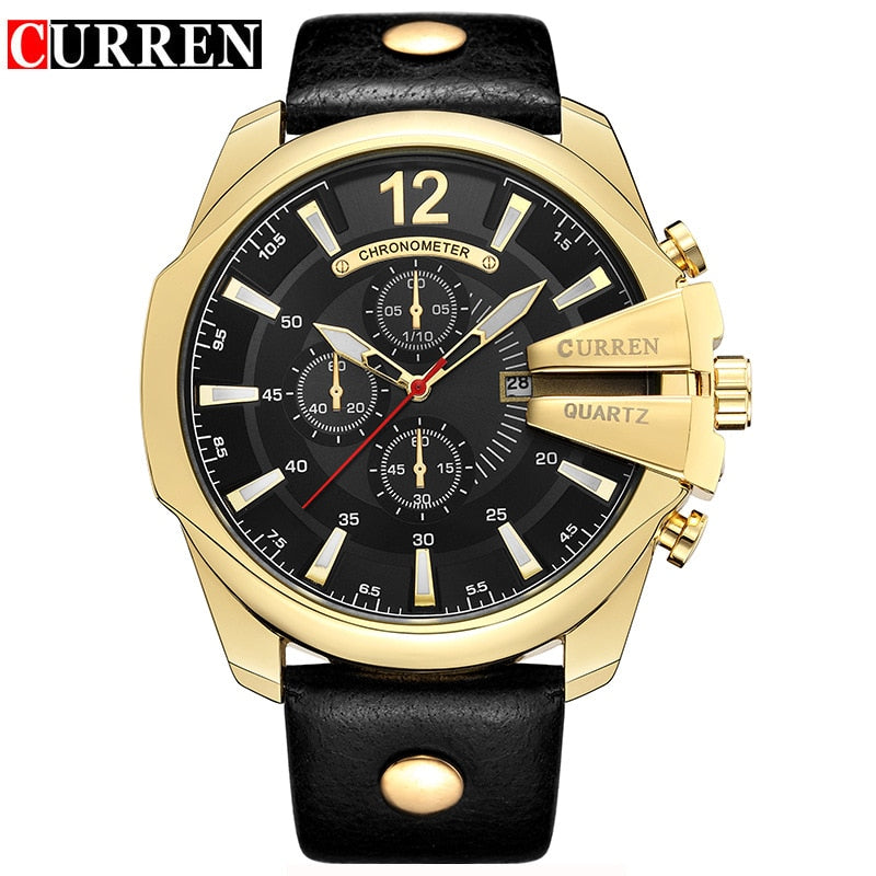 Men Luxury Brand CURREN New Fashion Casual Sports Watches Modern Design Quartz Wrist Watch Genuine Leather Strap Male Clock