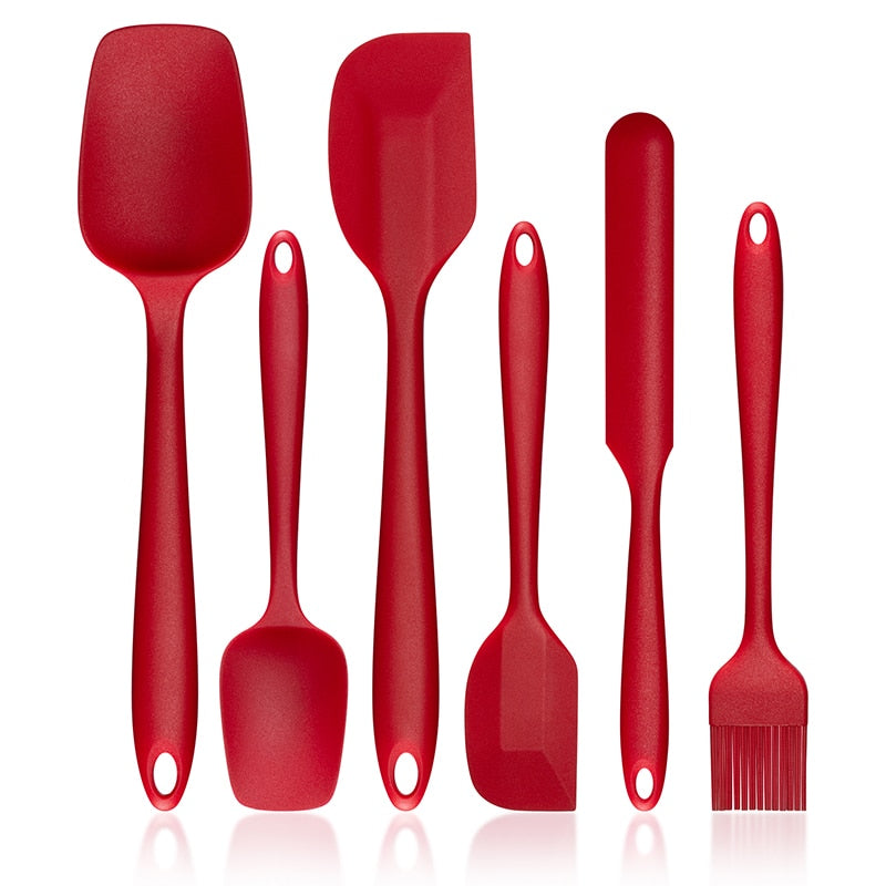 Juego de utensilios de cocina de 6 uds., utensilios de cocina, espátula, cuchara, cepillo rascador, herramientas de silicona para hornear, accesorios para pasteles