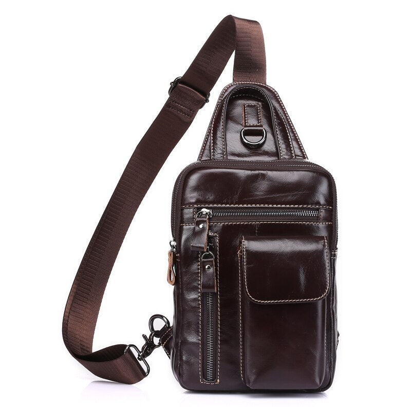 WESTAL genuine leather men's sling chest bag messenger bag men's shoulder bags travel daypack summer designer crossbody bags