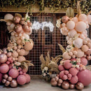 Doubled Dust Pink Boho Wedding Engagement Decoration Chrome Rose Gold Nude Balloons Garland Ballon Arch Global Birthday Decor