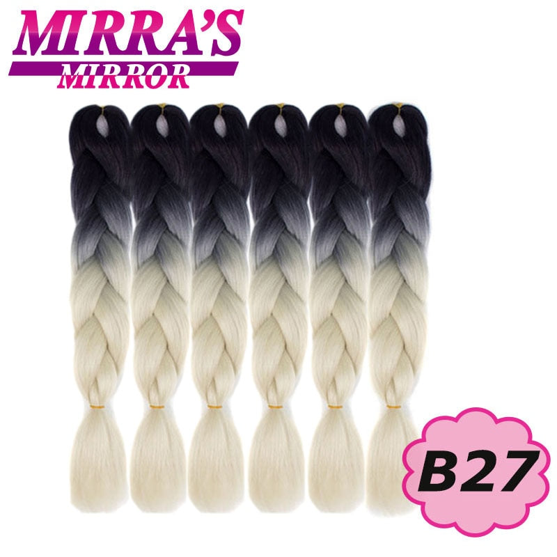 24 Zoll Jumbo Braids Synthetisches Haar für Box Braid Ombre Braiding Hair Extensions Three Tone Schwarz Braun Blau Pink Mirra's Mirror