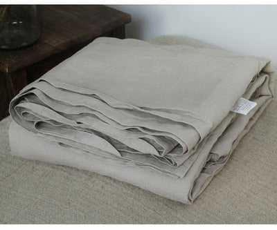 Juego de sábanas de lino 100% lavado, sábana de lino natural de Francia, ropa de cama de granja ultrasuave transpirable (1 sábana plana, 2 fundas de almohada)