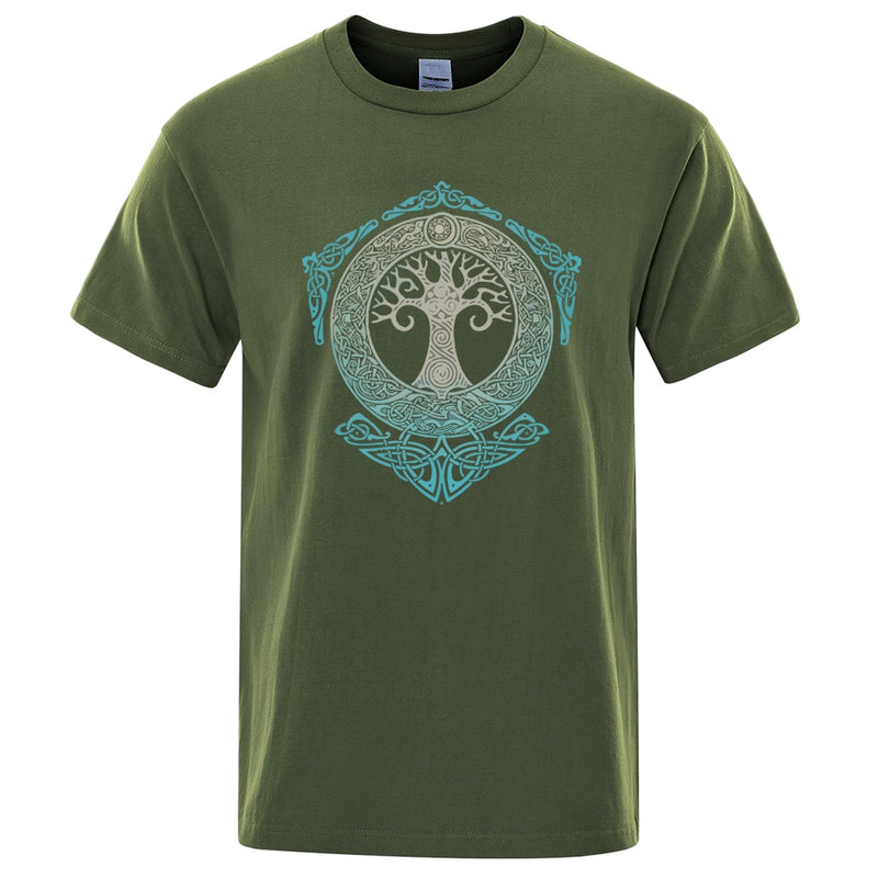 Yggdrasil T Shirt World Tree Men Tops Fashion Pattern Tee 2022 Summer Brand T-Shirt Odin Aesir Nordic Mythology Men&#39;s Tshirt