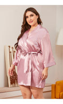 Plus Size Braut Brautjungfer Hochzeit Short Robe Bademantel Damen Sommer Kimono Yukata Nachthemd Lady Sleepshirts Pyjama Nachthemd