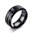 Vnox 12 Horoscope Ring for Men Black Stainless Steel Twisted Wia Insert Tough Man Anel Aries Leo Constellation Wedding Band