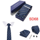 Gift Box 38 styles Tie Set Hanky Cufflinks With Gift Box Jacquard Woven Neckties Set For Men Wedding Party Lots of  accessories