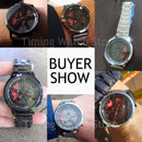 Reloj para hombre, llanta de rueda de coche, esfera de cubo, reloj de pulsera para hombre, relojes impermeables negros de malla de acero inoxidable, reloj Masculino