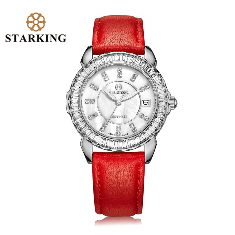 Relojes de cerámica de marca STARKING, recién llegados, reloj de lujo de cuarzo para mujer, reloj femenino, relojes de pulsera informales de moda de cristal completo blanco