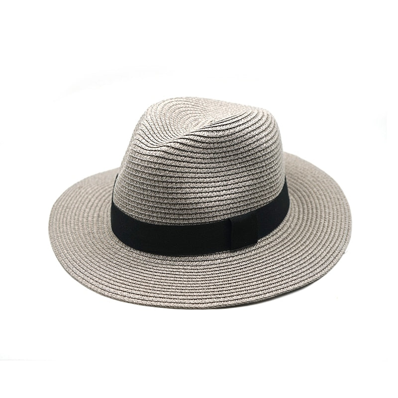 New Summer unisex Ribbon sun hat casual vacation Panama Topper hat straw hat women Beach jazz men hats Foldable Chapeau