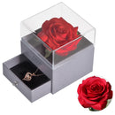 Joyero de rosa eterna natural para el día de la madre / w 100 idiomas Collar de amor Flores preservadas Anillo de propuesta Caja Regalos para ella