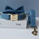 Collar de perro con lazo grabado gratis labrador bull bowknot pet collar correas ajustables hebilla accesorios bulldog francés Cowboy 01