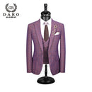 DARO 2022 nuevo traje de hombre 3 piezas traje a cuadros de moda Slim Fit azul púrpura vestido de boda trajes Blazer pantalón y chaleco DR8193