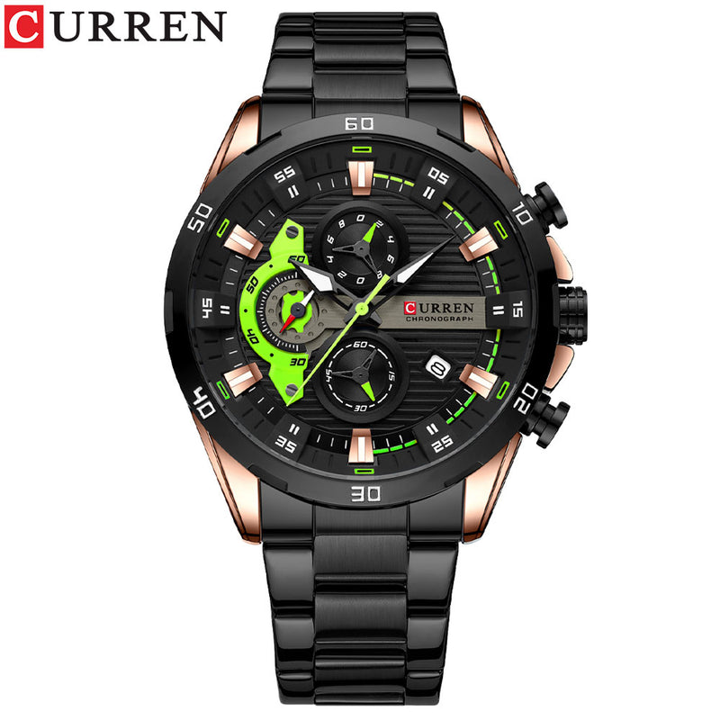 CURREN New Chronograph Men Watches for Sport Casual Stainless Steel Luminous Wristwatches for Male Creative Design Quartz Clock