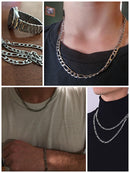 Effie Queen Italy Real 925 Silver Diamond-Cut Figaro Chain Necklace 5mm Wide 40-60cm Long Woman Man Neck Chain Jewelry Gift SC34