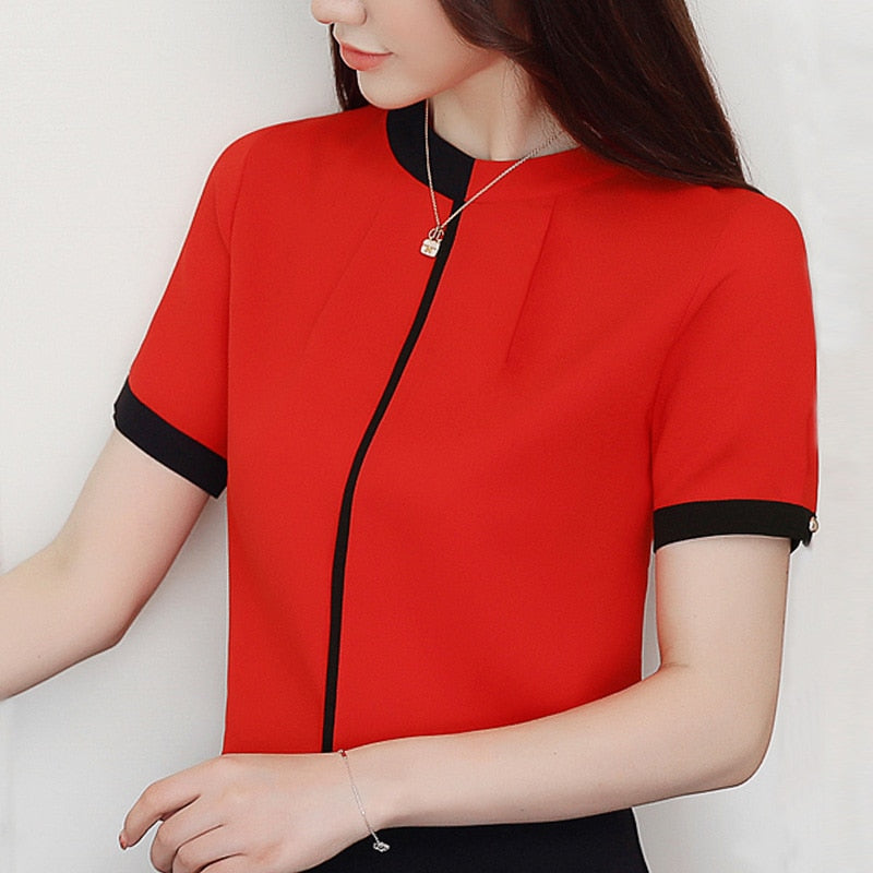 Blusas Mujer De Moda 2020 Womens Clothing Short Sleeve Chiffon Bouse Women Blouses Women Shirts Womens Tops and Blouses 0215 40