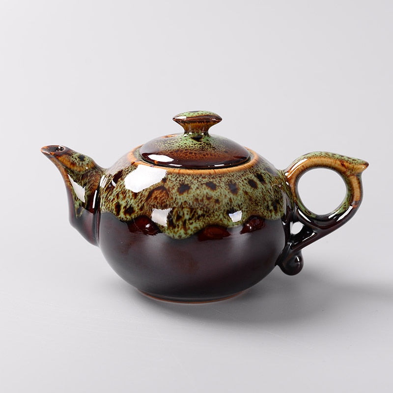 Tetera tradicional china con esmalte de cambio de horno, servicio de juegos de té de diseño elegante, regalos creativos de tetera roja de China