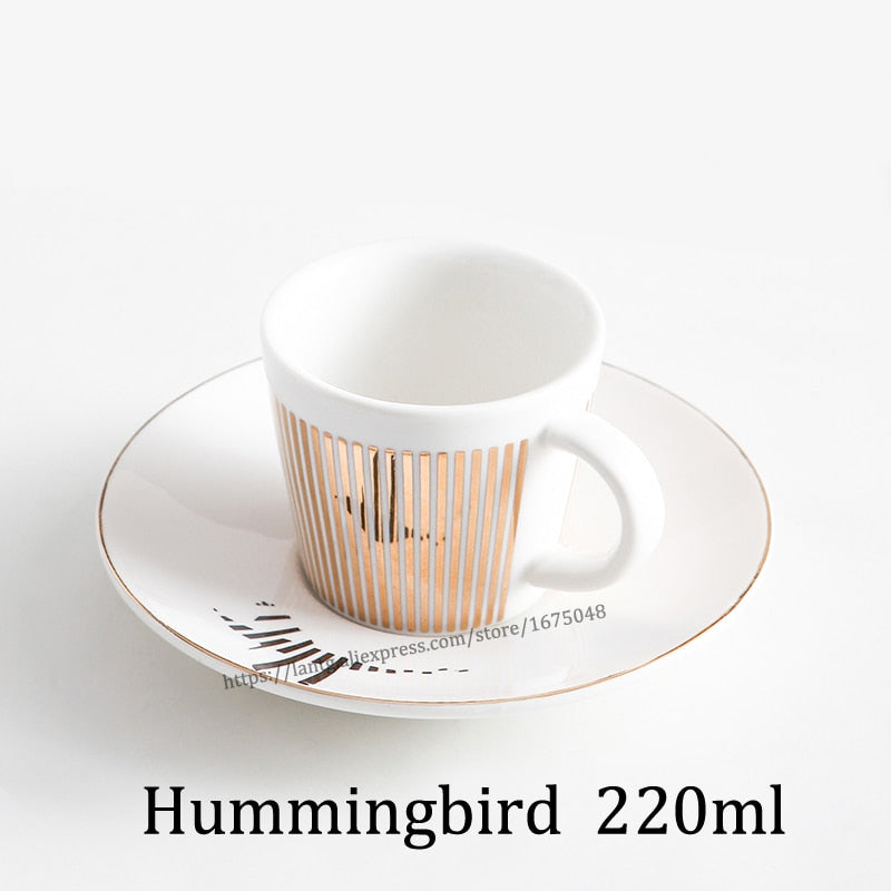 Creative Horse Anamorphic Cup Mirror Reflection Cup Hummingbird Mug Luycho Coffee Tea Set With Coaster 90ml-220ml