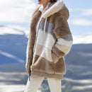 Winter Damen Mantel Mode Lässig Stitching Plaid Damen Kapuze Reißverschluss Mantel Kaschmir Damen Jacke Casacos De Inverno Feminino