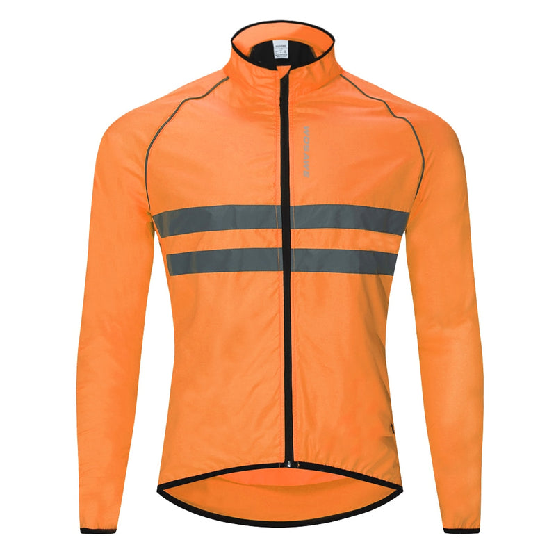 WOSAWE, chaquetas de ciclismo a prueba de viento, con capucha para hombres, ropa de ciclismo impermeable, camisetas de manga larga, chaleco reflectante, abrigo de viento