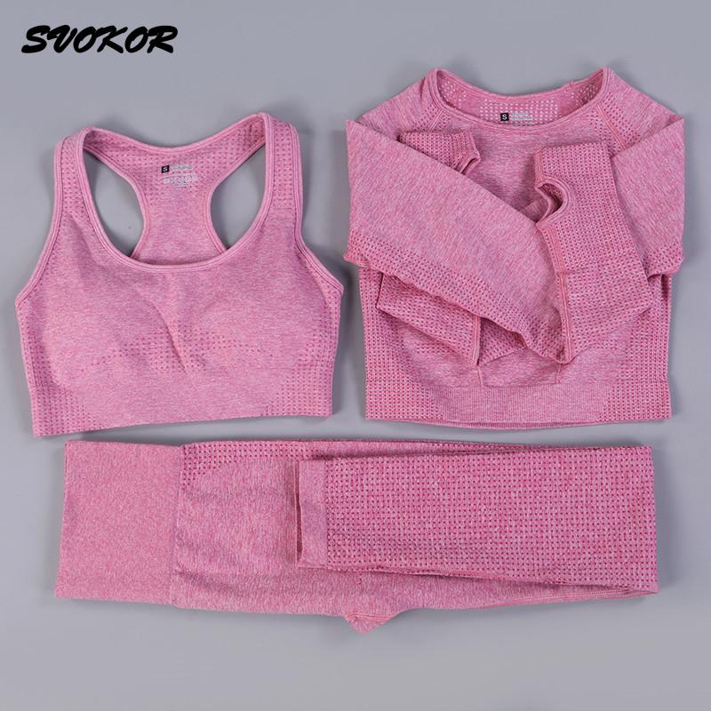 SVOKOR Yoga Set Women Seamless Dot Fitness Clothing Printing Workout Sport Wear Gym Push Up Leggings Bra Sport Suit