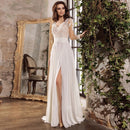 Jiayigong Illusion Wedding Dresses Vestido De Noiva Long Sleeves V-neck Side Split Chiffon Boho Wedding Dress Robe De Mariage