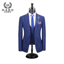 DARO 2022 nuevo traje de hombre 3 piezas traje a cuadros de moda Slim Fit azul púrpura vestido de boda trajes Blazer pantalón y chaleco DR8193