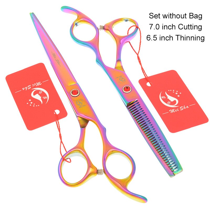 7.0 Inch Big Professional Hairdressing Cutting Scissors 6.5 Inch Thinning Shears Salon Barbers JP440C Blue Hair Tesouras A0132A