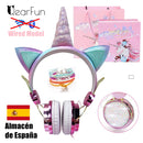Cute Unicorn Headphones 3D Stereo Music Kids Headphones With Microphone Girls Cell Phone Children&