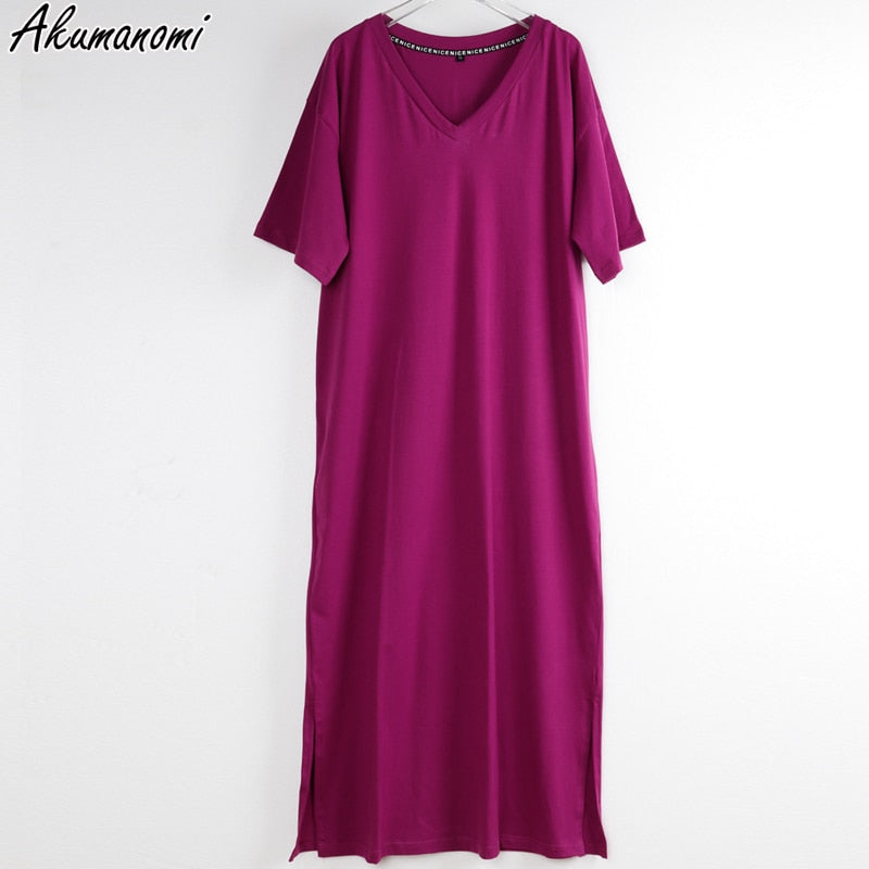 Übergroßer V-Ausschnitt Plus Size Damen Maxikleid 4xl 5xl 6xl 7xl 8xl 9xl 10xl Sommer Beiläufige Lose Lange Koreanische Harajuku Boho Kleider