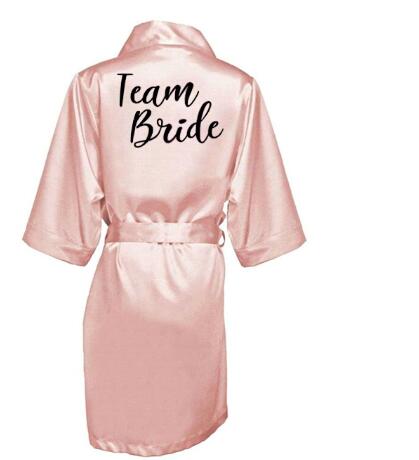 new bride bridesmaid robe with white black letters mother sister of the bride wedding gift bathrobe kimono satin robes