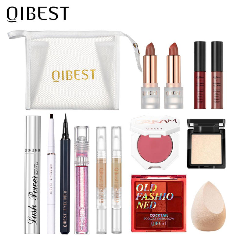 QIBEST Professional Makeup Kit All In One Cosmetics Set Lipstick Eyeshadow Mascara Concealer Eyebrow  Women Make Up Set Gift