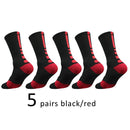 5 Pairs/Lot Professional Cycling Socks Mens Thicker Stocking Sweat-Absorbent Basketball Outdoor Sports Football Skateboard Socks