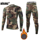 Aismz Thermal Underwear Sets Men Quick Drying Anti-microbial Stretch Thermo Compression Fleece Sweat Fitness Warm Long Johns