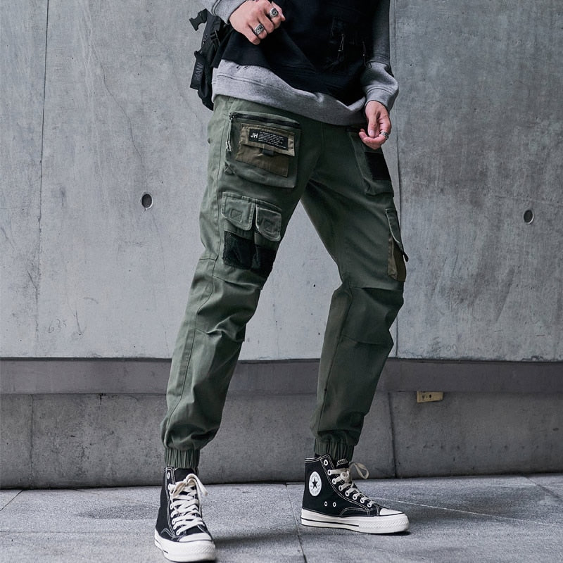 CHAIFENKO Black Cargo Pants Men Hip Hop Streetwear Joggers Sweatpant Fashion Harajuku Harem Pant Multi-Pocket Casual Mens Pants