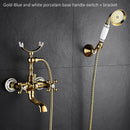 Luxury Crystal Handle Bathtub Gold Brass Faucet with Hand Shower Telephone Type Bath Faucets Sets Mixer Tap Wall Mounted EL8310G