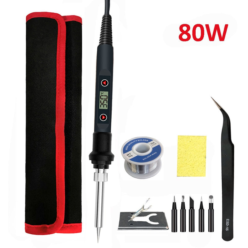 60W/80W Electric Digital Soldering Iron Station 220V 110V Temperature Adjustable Welding Soldering Tips Tools Accessories
