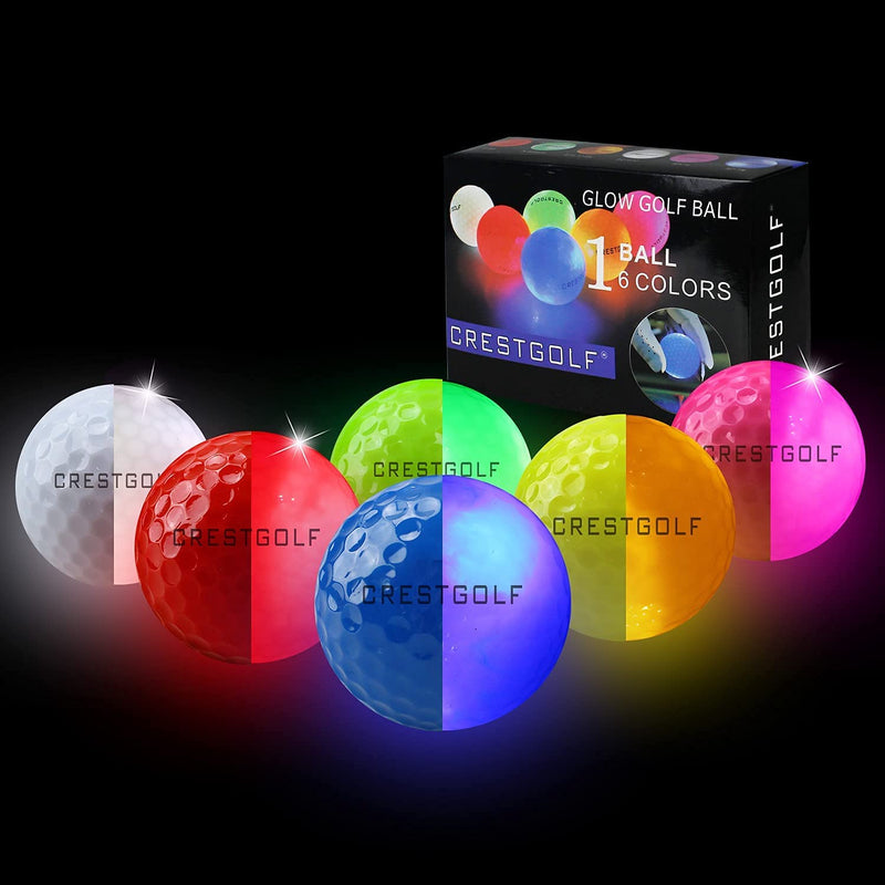 Crestgolf Flashing Golf Ball Night Glow Flash Light Glow LED Golf Ball-Six Color for Your Choice