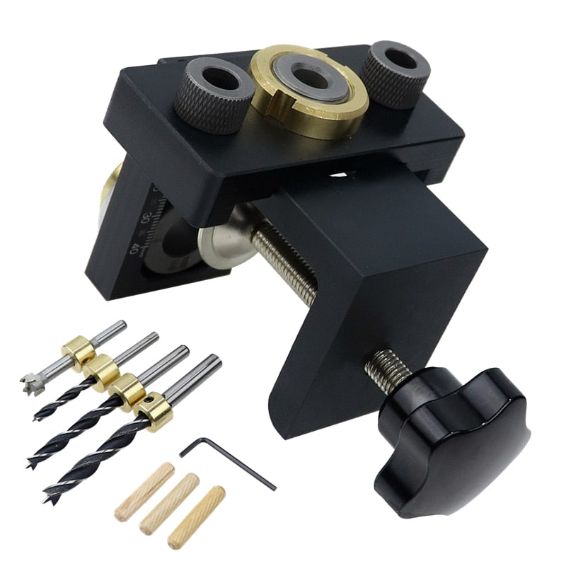 3 in 1 Doweling Jig Kit Pocket Hole Drilling Locator Jig Detachable Drill Guide Puncher Furniture Connecting Woodworking Tools