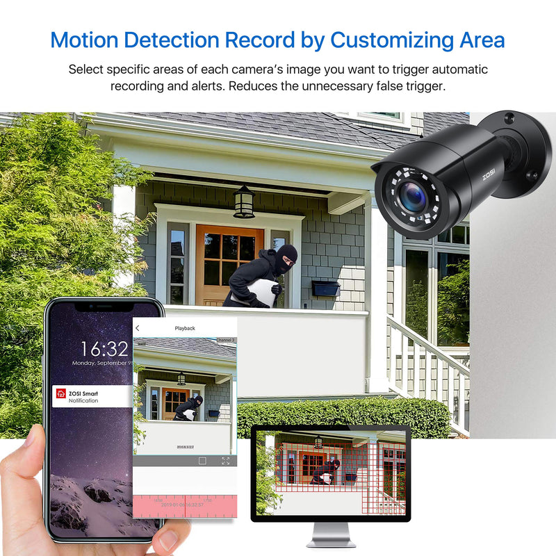 ZOSI 8CH CCTV System H.265+ 5MP Lite HD-TVI DVR kit 8 1080p 2MP Home Security Outdoor Night Vision Camera Video Surveillance Kit